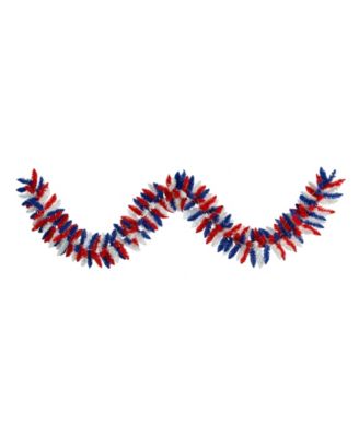 9' Patriotic American Flag Themed Artificial Garland with 50 Warm LED Lights