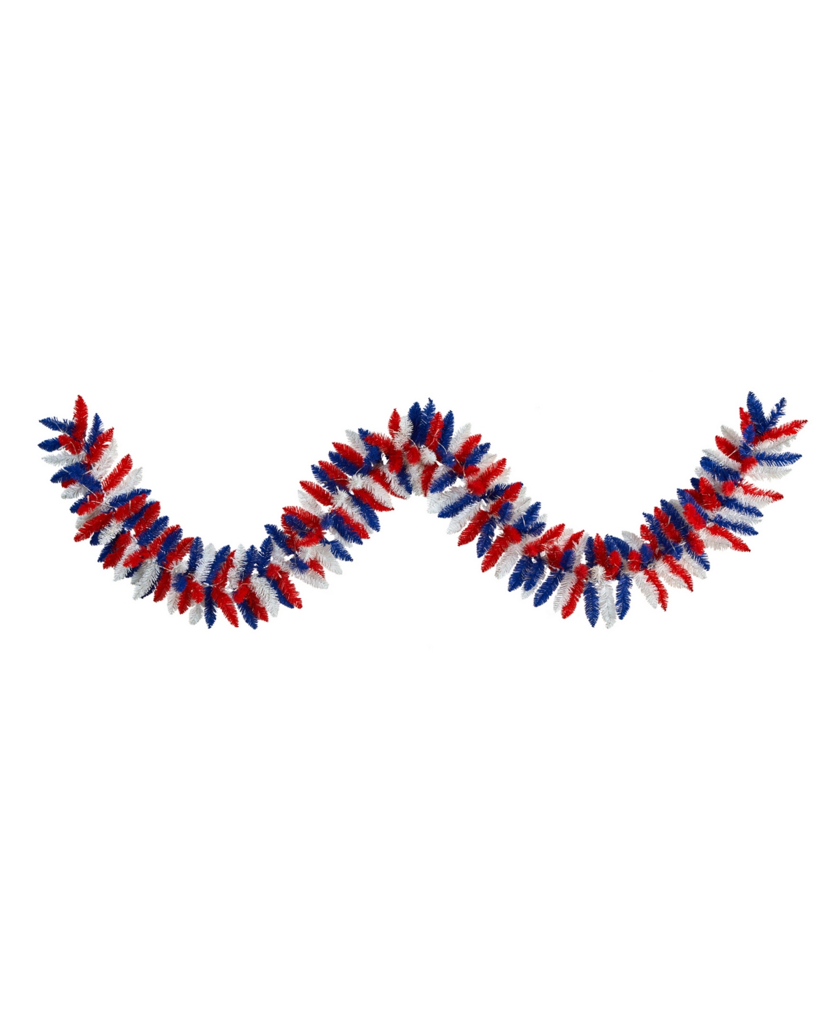 NEARLY NATURAL 9' PATRIOTIC AMERICAN FLAG THEMED ARTIFICIAL GARLAND WITH 50 WARM LED LIGHTS 