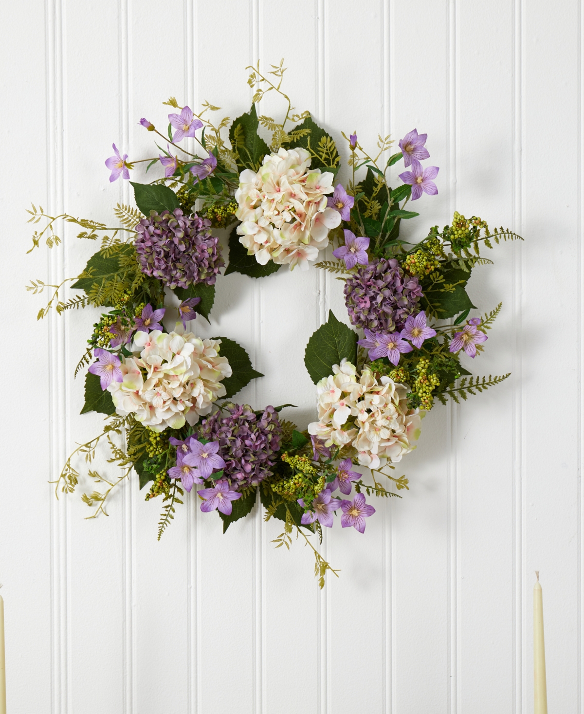 Nearly Natural Hydrangea Berry Wreath