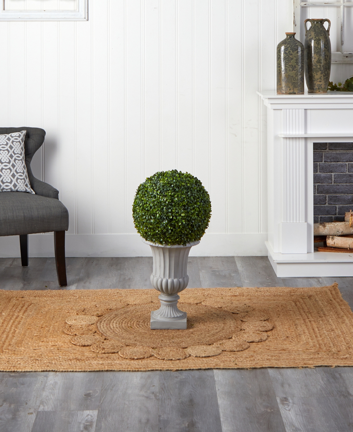 Nearly Natural Boxwood Topiary w/ Urn