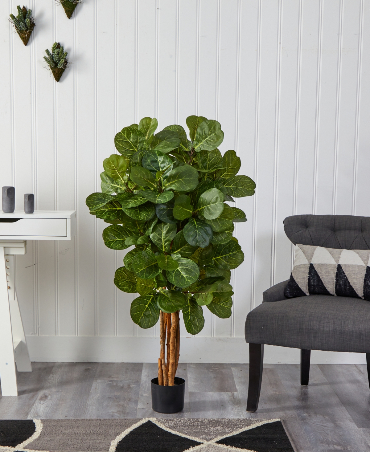 Shop Nearly Natural 4' Fiddle Leaf Fig Artificial Tree In Green