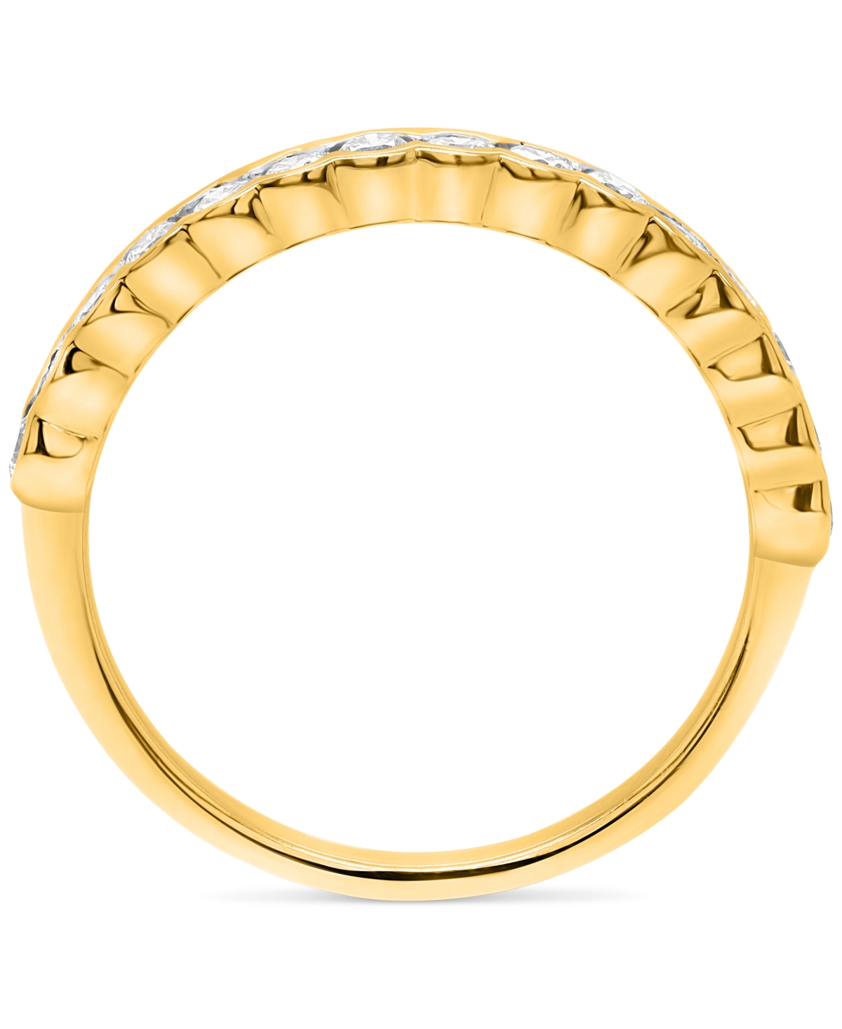 Forever Grown Diamonds Lab-Created Diamond Scalloped Band (1/2 ct. t.w.) in 14k Gold-Plated Sterling Silver - Gold-Plated Sterling Silver