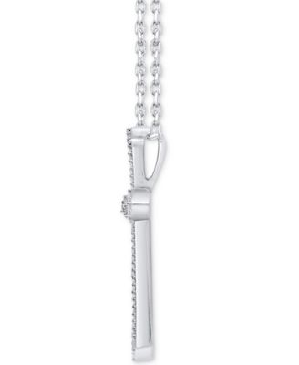 Diamond Cross 18 Pendant Necklace (1/2 ct. t.w.) in Sterling Silver