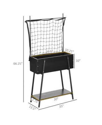 Outsunny Raised Garden Bed With Climbing Grid Trellis & Storage Shelf Elevated Planter Box For Vegetable Vines