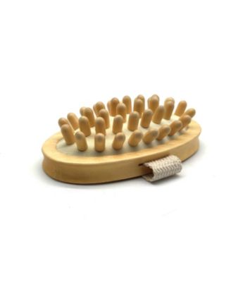 Bamboo Bristle Bath Brush & Rubber Massager with Lotus Wooden Handle
