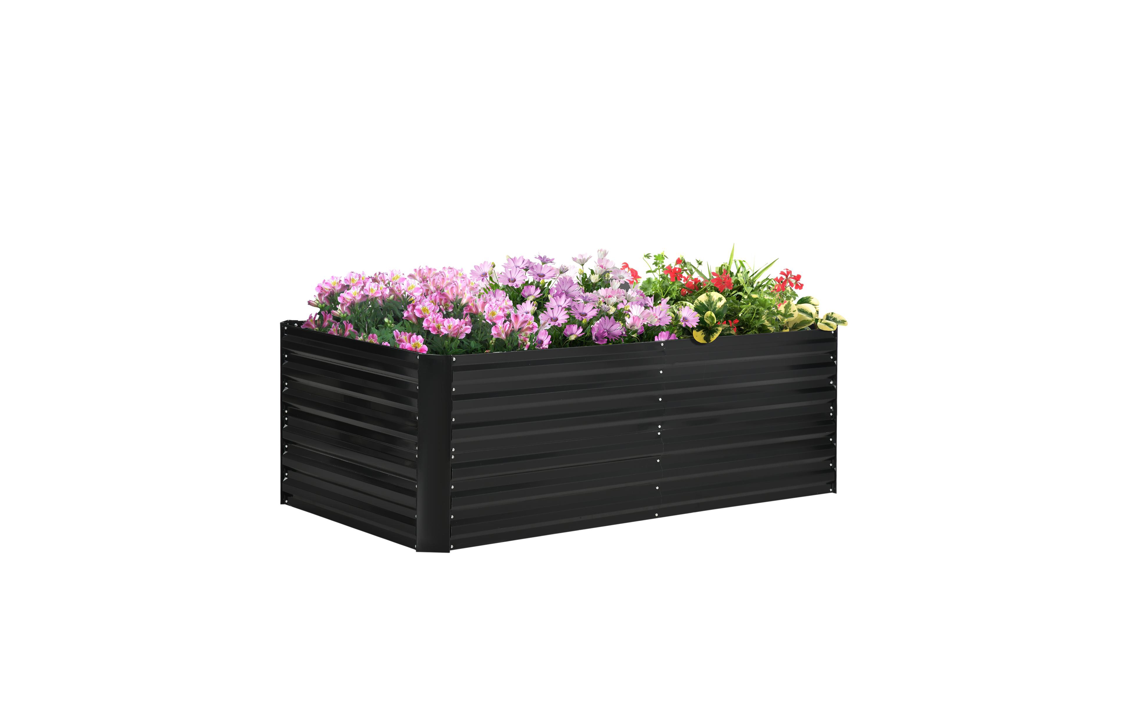 Outsunny Raised Garden Bed Metal Planter Box with Reinforced Rods