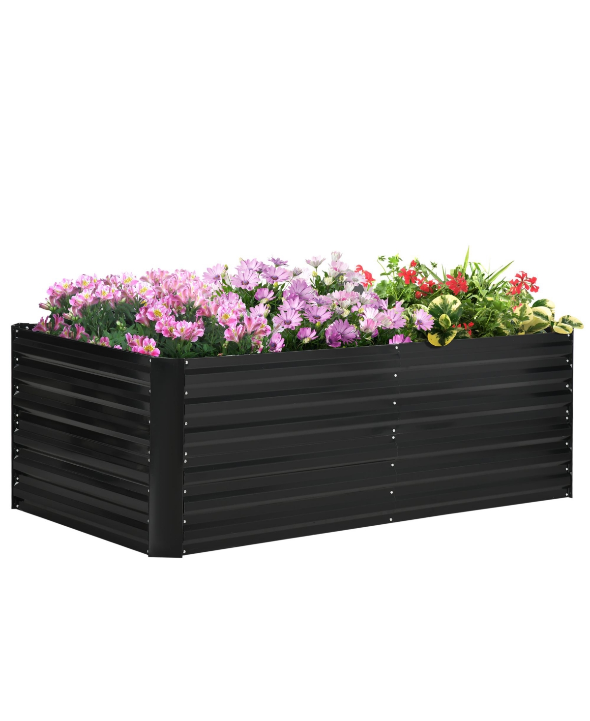 Raised Garden Bed, 71" x 36" x 23" Galvanized Steel Planters for Outdoor Plants with Reinforced Rods for Vegetables, Flowers, and Herbs, Blac