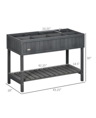 Wooden Raised Garden Bed with 8 Slots, Elevated Planter Box Stand with Open Shelf for Limited Garden Space to Grow Herbs, Vegetables, and Flowers, Dark Gray