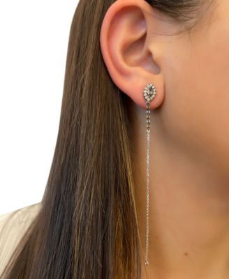 Chocolatier Chocolate Quartz (5/8 ct. t.w.) & Chocolate Diamonds (3/8 ct. t.w.) Linear Drop Earrings in 14k White Gold