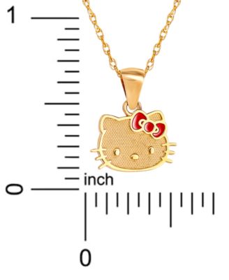 Enamel Bow Hello Kitty 18 Pendant Necklace in 10k Gold