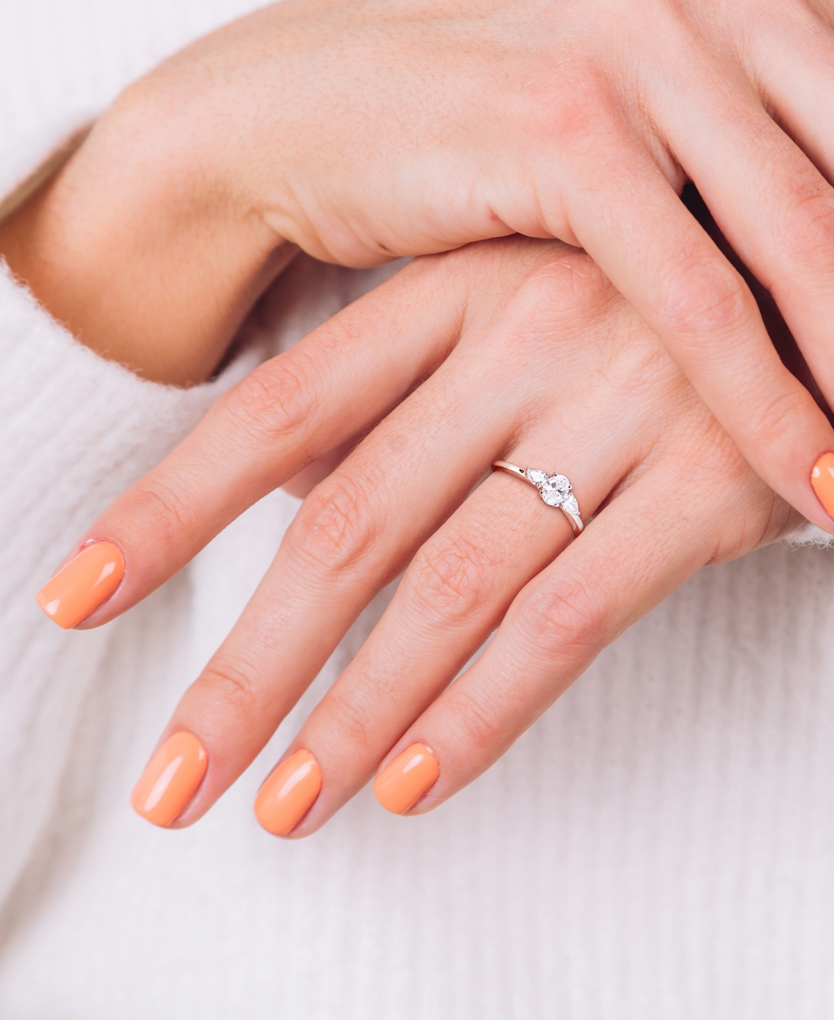 Diamond Oval- & Pear-Cut Three Stone Engagement Ring (1/2 ct. t.w.) in 14k- White Gold