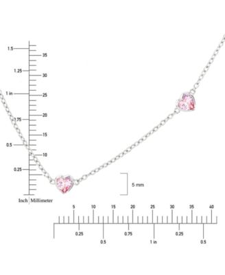 Cubic Zirconia Heart Station Collar Necklace, 16" + 2" extender