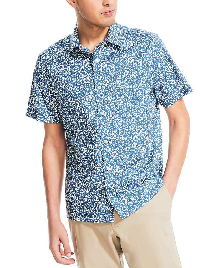Nautica Men's Classic Fit Short Sleeve Printed Button-Front Shirt - Macy's