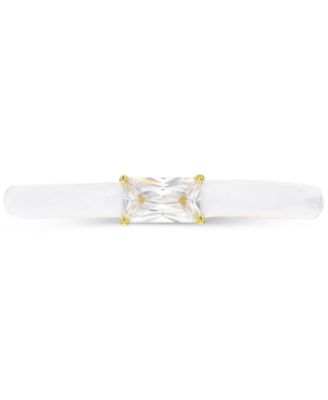 Cubic Zirconia & Enamel Stack Band in 14k Gold-Plated Sterling Silver