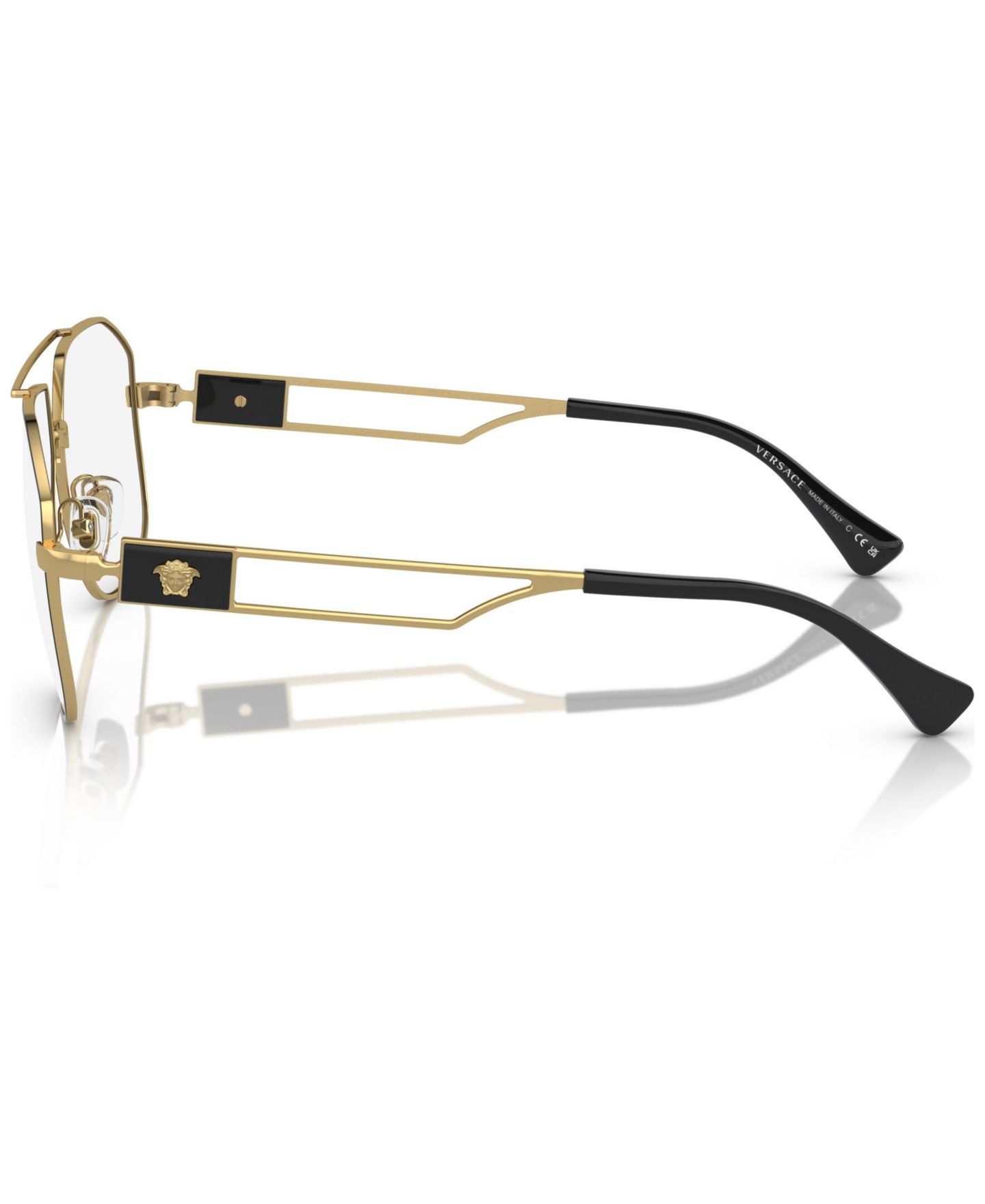 Мужские очки Versace Man Pilot/Aviator Metal VE1287 Eyeglasses, цвет: Чёрный / Золотой — фото 3
