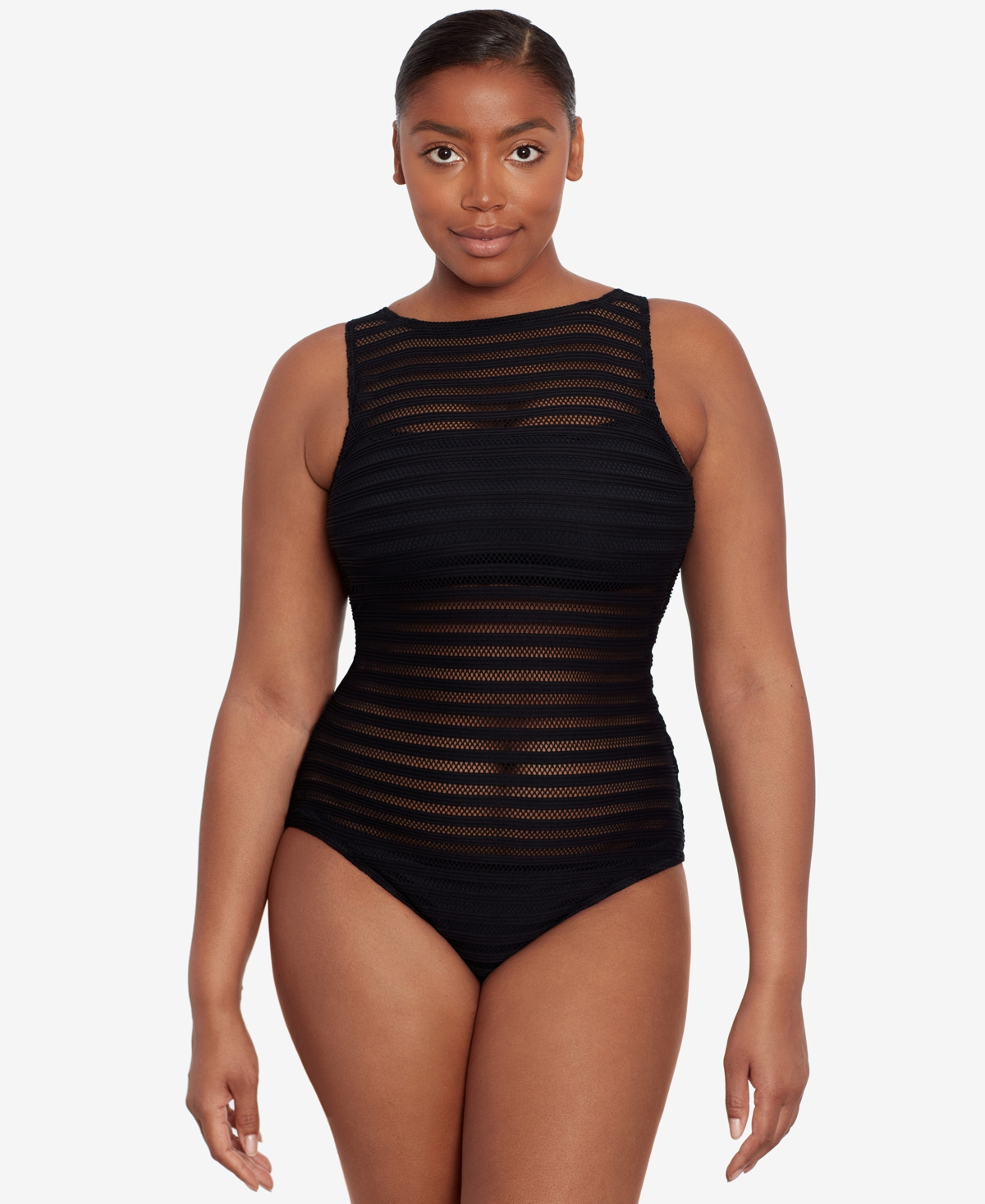 Women's Boatneck One Piece Swimsuit - Black