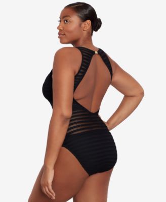 Lauren Ralph Lauren Women's Boatneck One Piece Swimsuit - Macy's