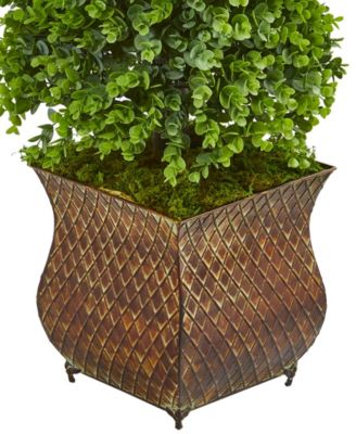 Nearly Natural 41” Eucalyptus Cone Topiary Artificial Tree in Metal Planter (Indoor/Outdoor)