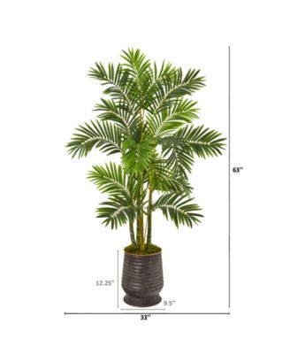 63" Areca Palm Artificial Tree in Ribbed Metal Planter