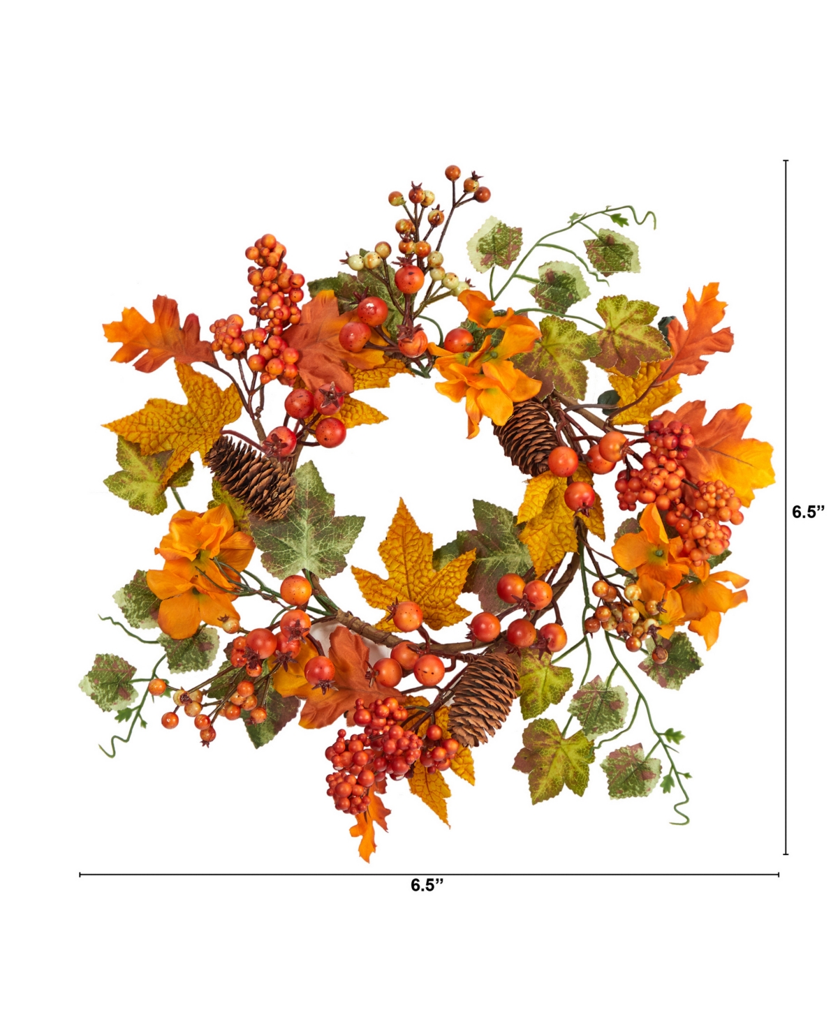 Autumn Hydrangea and Pinecones Artificial Wreath Set, 2 Piece