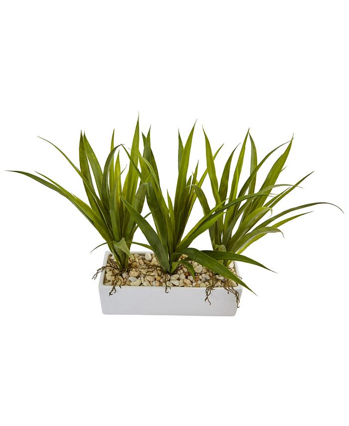 Nearly Natural Artificial Grass in Rectangular Planter Macy's