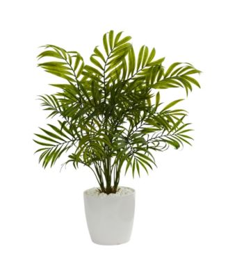 19.5" Palms in White Planter Artificial Plant, Set of 2