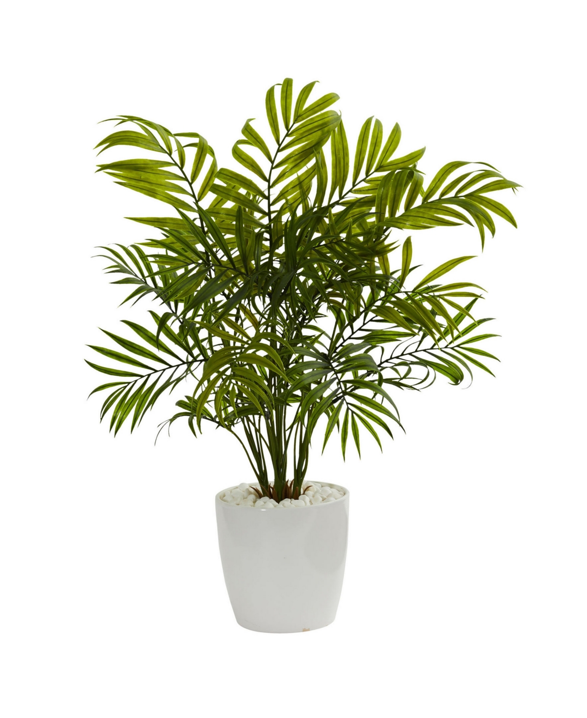 Nearly Natural Set Of 2 Palms Artificial Plants N White Planter In Green