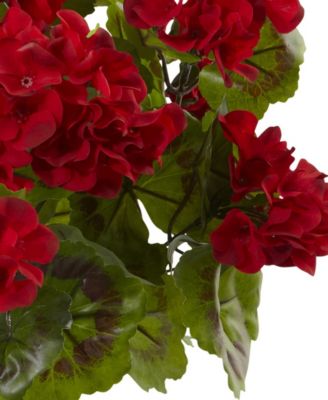 Geranium Artificial Bush, UV Resistant, Set of 3