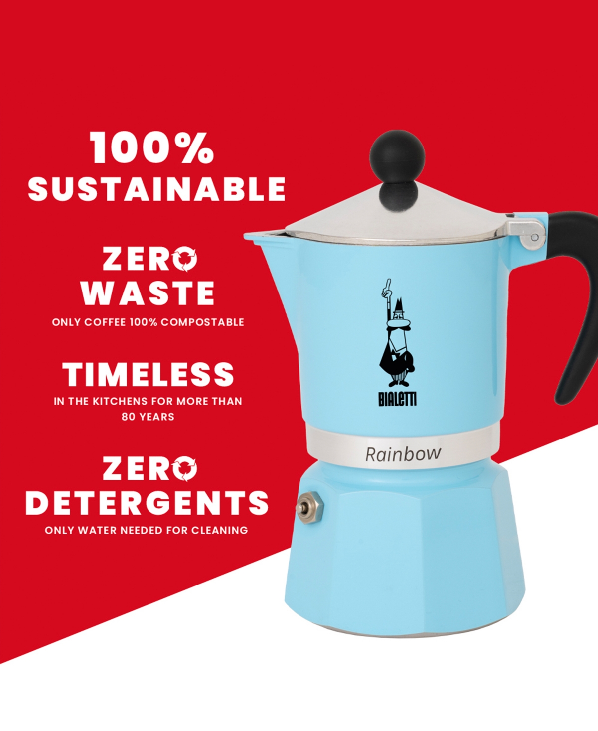 Bialetti Rainbow 139 ml 3 Cups Coffeemaker In Blue