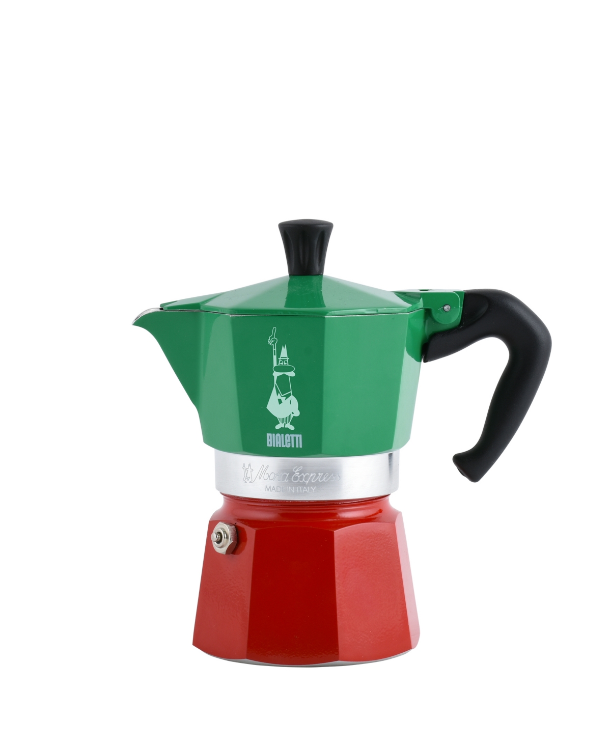 Shop Bialetti Moka Express 130 ml 3 Cups Tricolore Coffeemaker In Aluminium