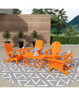 7 Piece Set Outdoor Folding Adirondack Chairs with Coffee Table Side Table