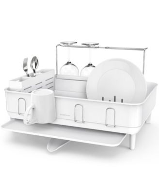Steel Frame Kitchen Dish Drying Rack with Swivel Spout Drain