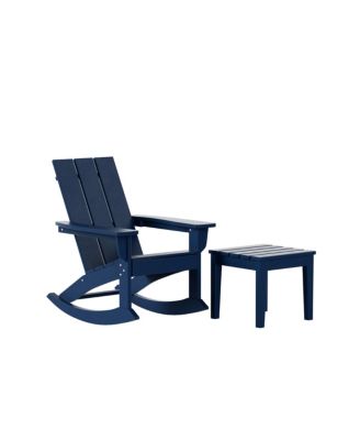 Modern Adirondack Outdoor Rocking Chair with Side Table Set