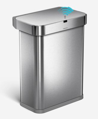 simplehuman Rectangular Sensor Can with Voice and Motion Control, 58 Liter