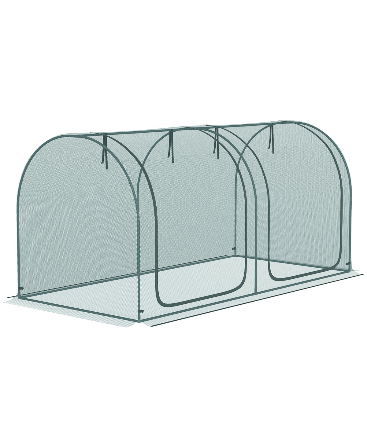 8' x 4' Crop Cage, Plant Protection Tent with Two Zippered Doors, Storage Bag and 4 Ground Stakes, for Garden, Yard, Lawn, Green - Green