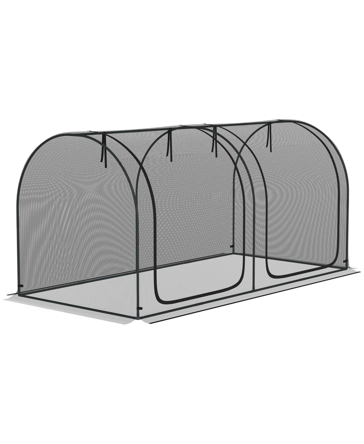 8 x 4ft Crop Cage with Two Zippe Doors and Storage Bag, - Black