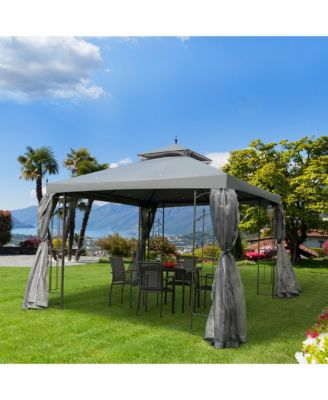 Outsunny 10' X 10' Steel Outdoor Patio Gazebo Canopy With Removable ...