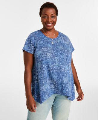 Style & Co - Plus Size Scoop-Neck Asymmetric-Hem Top