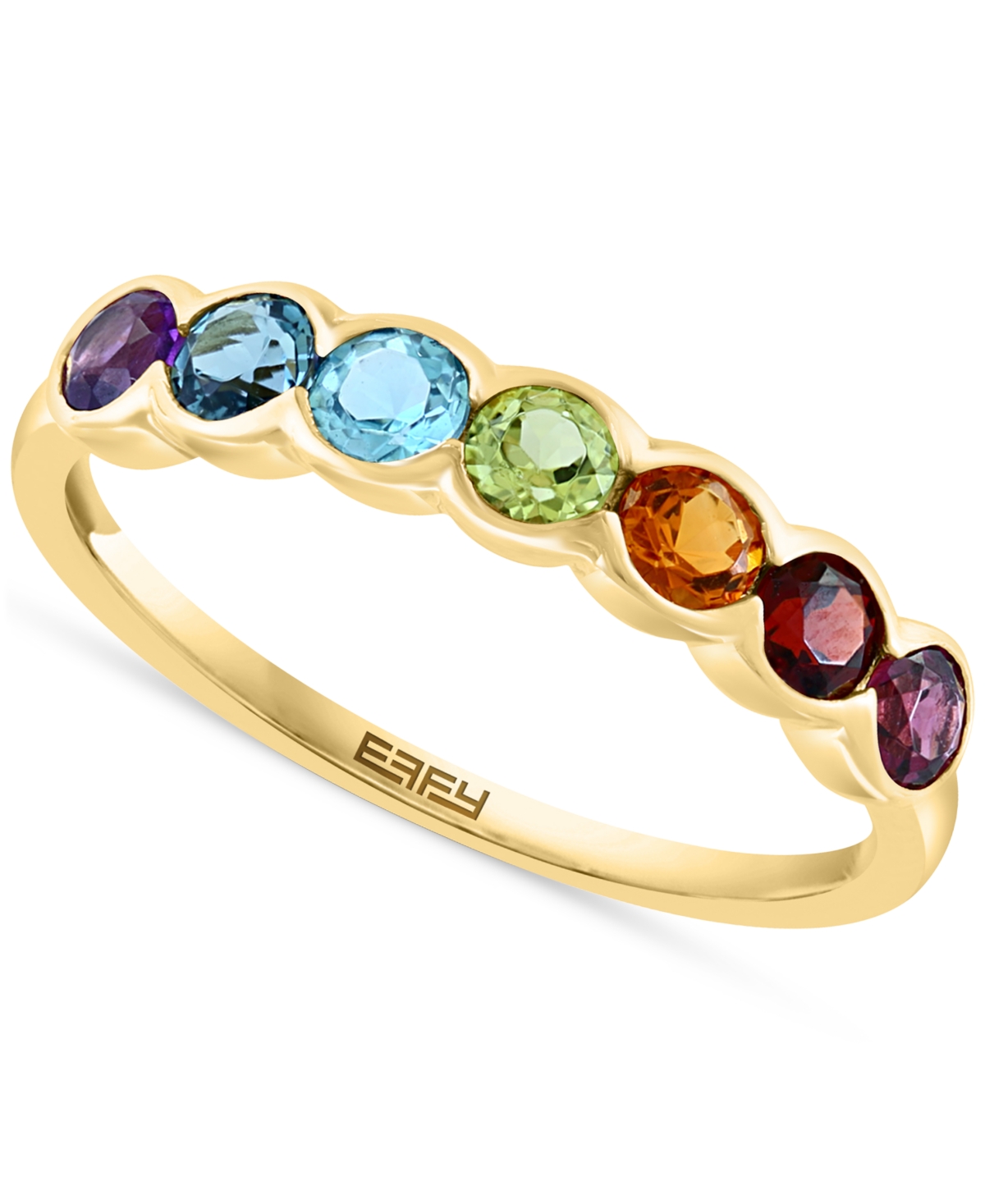 Effy Collection Effy Multi-gemstone Scalloped Band (7/8 Ct. T.w.) In 14k Gold-plated Sterling Silver In K Yellow