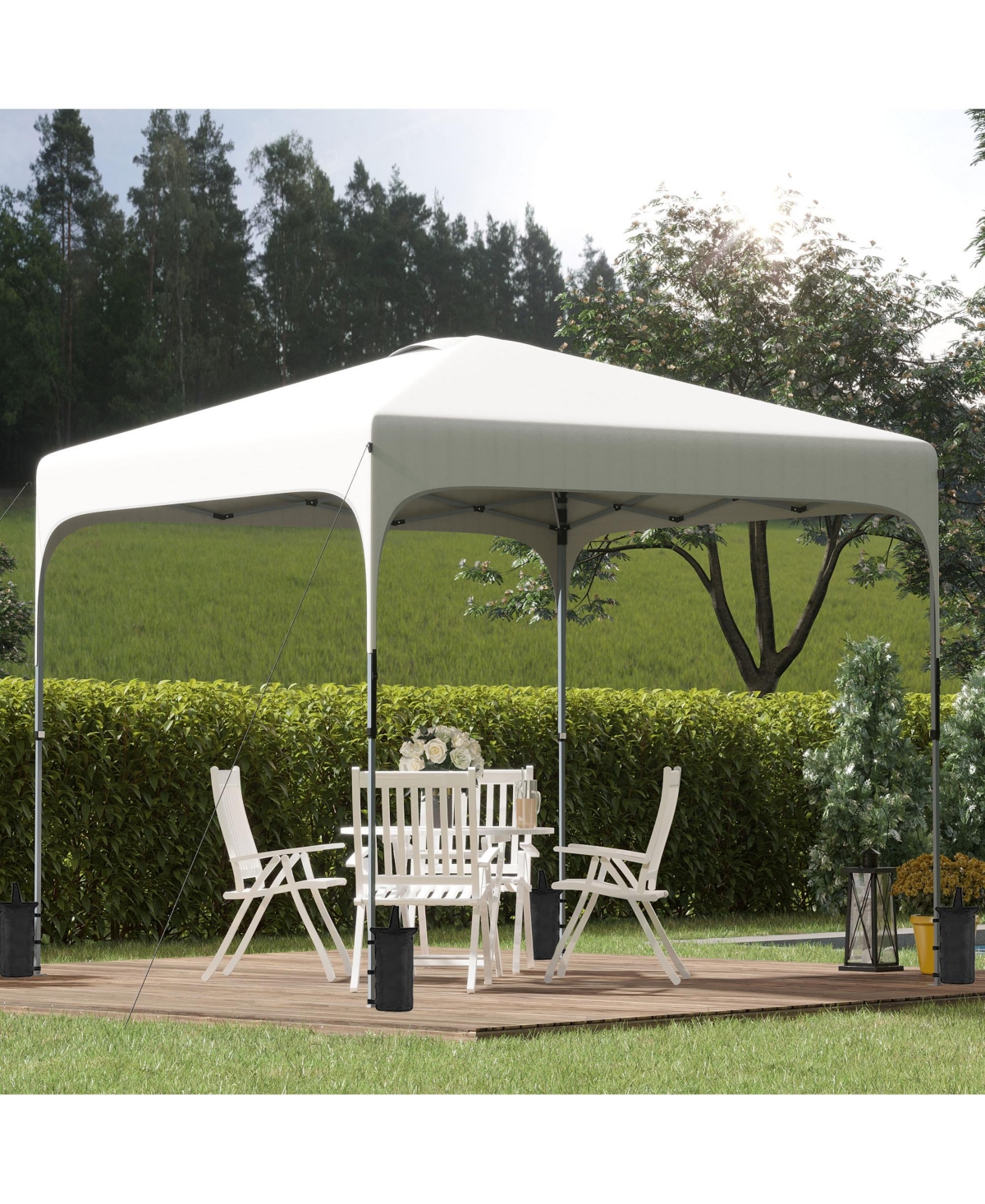8' x 8' Pop Up Canopy with Adjustable Height, Foldable Gazebo Tent with Carry Bag with Wheels and 4 Leg Weight Bags for Outdoor Garden Patio