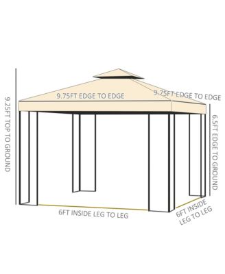 10' x 10' Metal Patio Gazebo, Double Canopy, Tree Motifs,