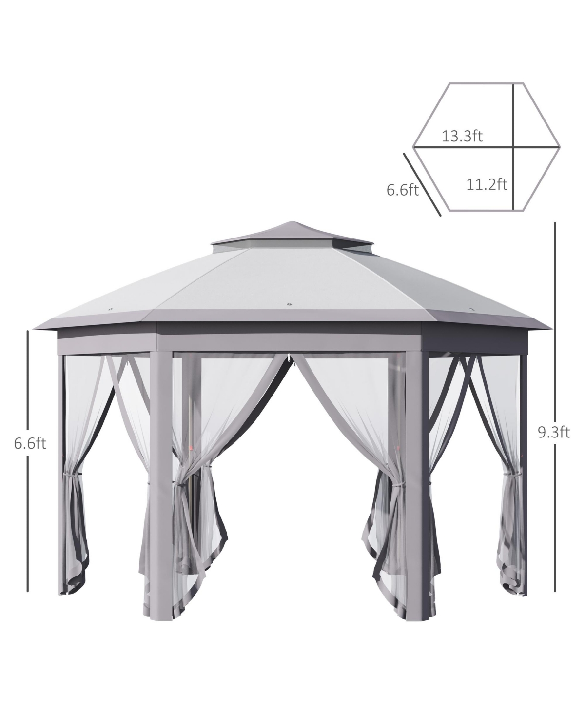 Outsunny 13'x11' Pop Up Gazebo, Double Roof Canopy Tent with Zippered Mesh Sidewalls, Height Adjustable and Carrying Bag, Event Tent for Patio Garden