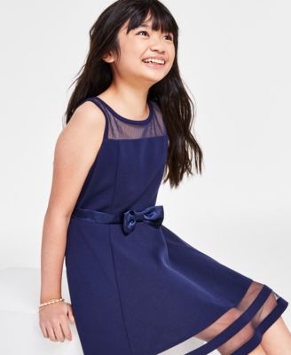 Big Girls Illusion Mesh Bow Front Dress