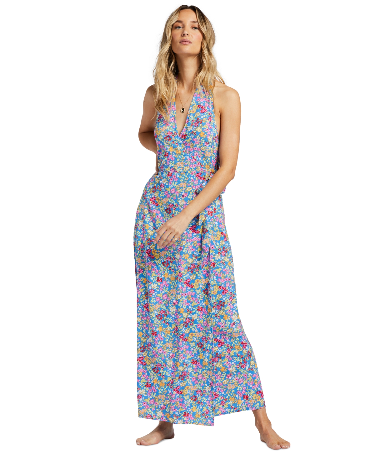Billabong Juniors' Lets Hang Halter-Neck Wrap Midi Dress