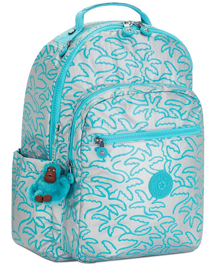 Kipling Seoul Large 15" Metallic Palm Printed Nylon Laptop Backpack