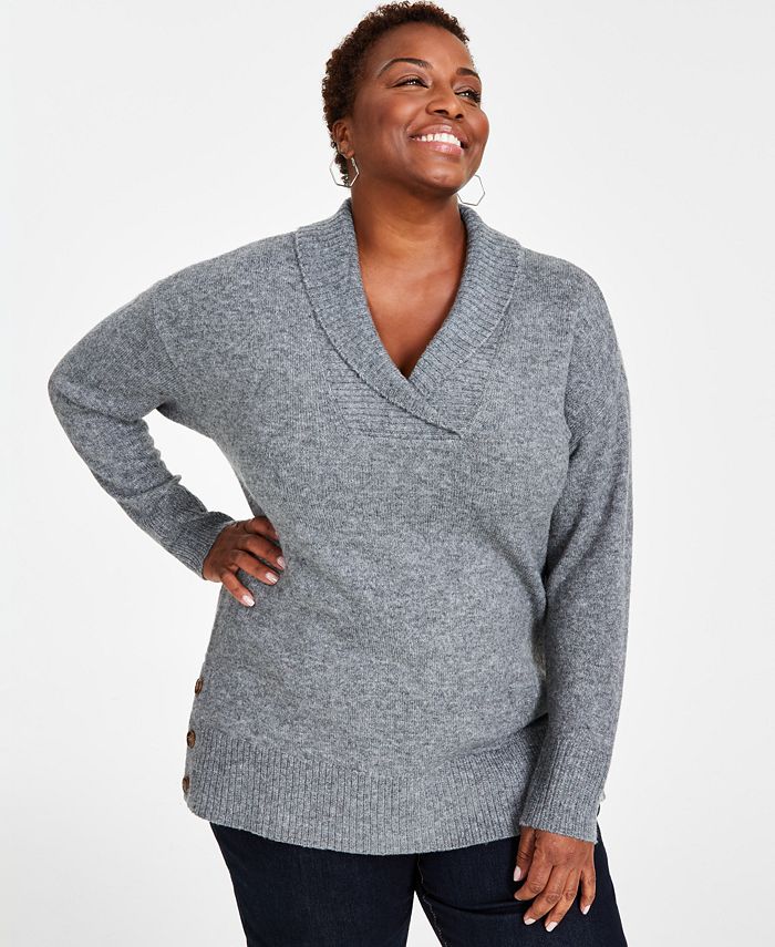 Plus size shawl collar sweater outlet