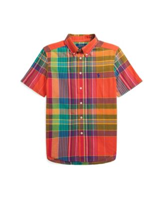 Polo Ralph Lauren Big Boys Plaid Cotton Madras Short-Sleeve Shirt
