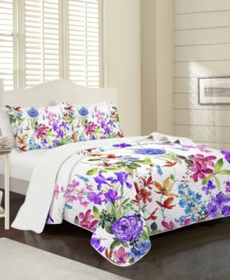 Elise James Home Summer Fields Floral Wrinkle Resistant Quilt Set Collection