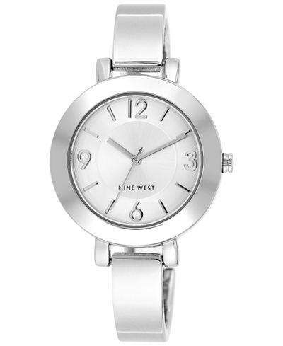 Nine West Women's Silver-Tone Bangle Bracelet Watch 34mm NW/1631SVSB