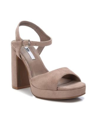 Women's Heel Suede Sandals By  Beige